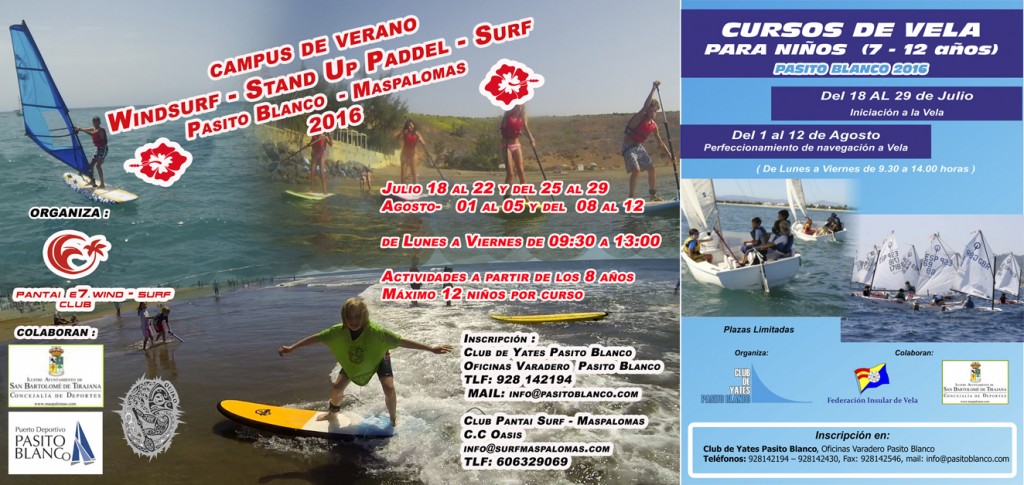 Verano 2016: Vela, Windsurf-Stand Up Paddle y Surf para niños en Pasito Blanco